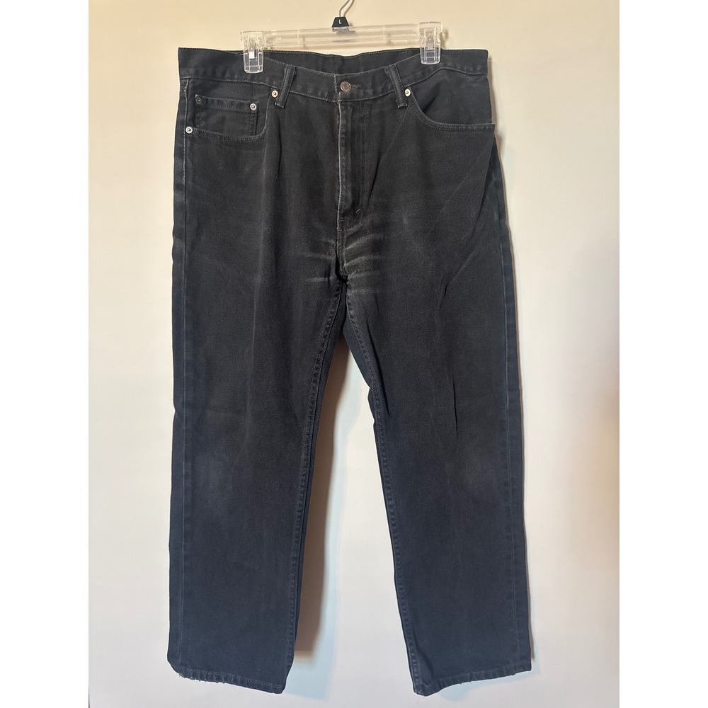 Levis 505 Regular Fit Straight Leg Black Denim Jeans Mens 38x30 Faded Black